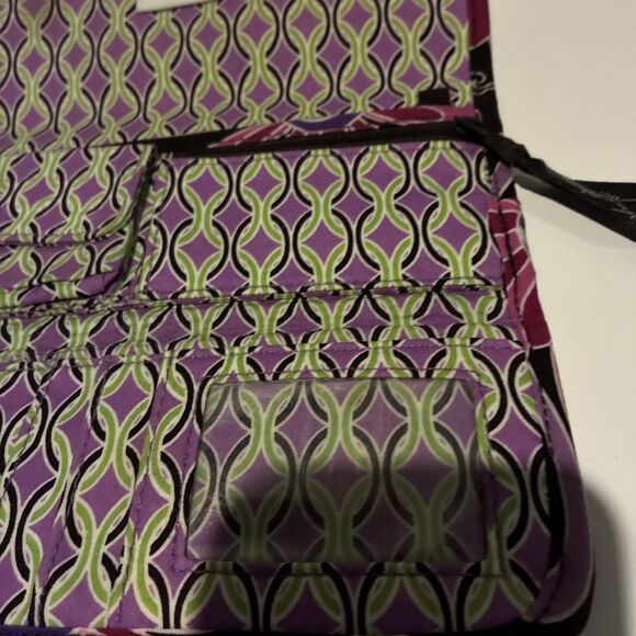 Vera Bradley  Trifold  Wallet- Magnetic Snap/ Black Multicolored Floral- Retired - Picture 7 of 15